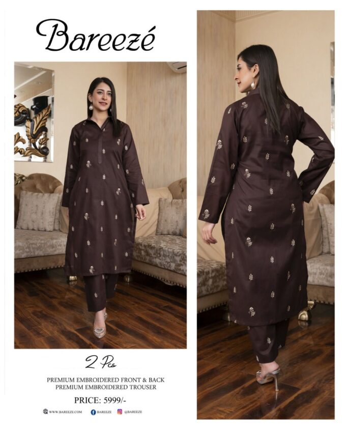 D Zahra Embroidered Lawn Fabric Suit
